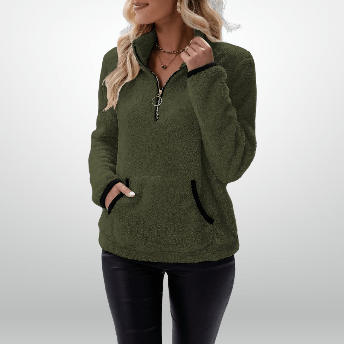 Lavinque Sweatshirts Vert / S Sweat Polaire Demi-Zip | Doux et Décontracté | Confort Absolu