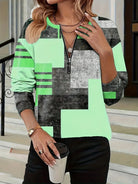 Lavinque Sweatshirts Vert / S Sweatshirt à Motif Graphique avec Zip | Style Moderne & Confortable | Casual Chic