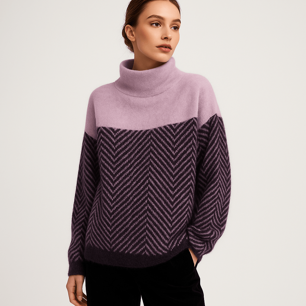 Lavinque Sweatshirts Violet / S Pull Graphique | Col Montant | Confort et Style d’Hiver