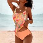 Lavinque Swimwear Pêche / S Tankini Bohème à Motifs | Élégance & Confort | Idéal pour l'Été