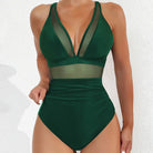 Lavinque Swimwear Vert / S Maillot de Bain Une-Pièce avec Empiècements en Mesh | Élégance & Séduction | Coupe Gainante