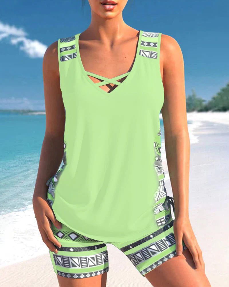 Lavinque Swimwear Vert / S Tankini Sportif | Confort & Style | Parfait pour la Plage