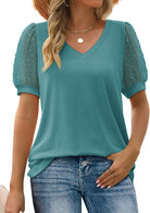 Lavinque T-shirt Bleu / S T-shirt Chic | Manches en Dentelle | Élégance Décontractée