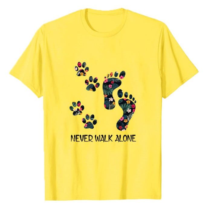 Lavinque T-shirt Design coloré / Jaune / XS T-shirt Femme | Casual & Confortable | Motif Patte d’Animal & Message Inspirant