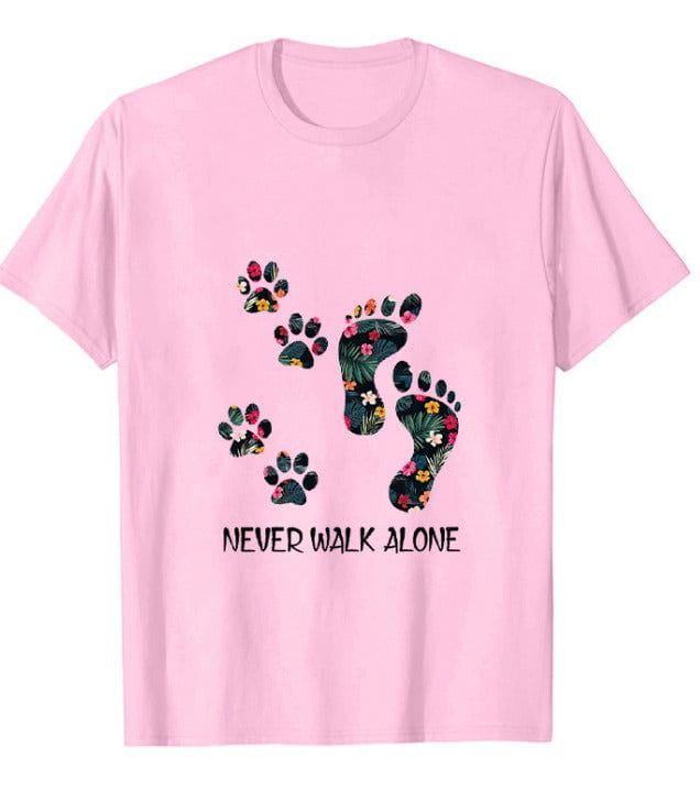 Lavinque T-shirt Design coloré / Rose / XS T-shirt Femme | Casual & Confortable | Motif Patte d’Animal & Message Inspirant
