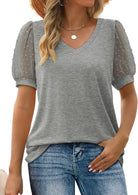Lavinque T-shirt Gris / S T-shirt Chic | Manches en Dentelle | Élégance Décontractée