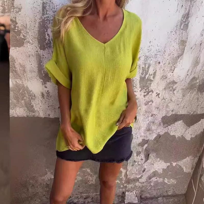 Lavinque T-shirt Jaune / M Blouse Ample en Coton | Légère et Aérée | Élégance Décontractée