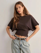 Lavinque T-shirt Marron / S T-shirt Cintré Marron | Manches Larges | Basique Réinventé