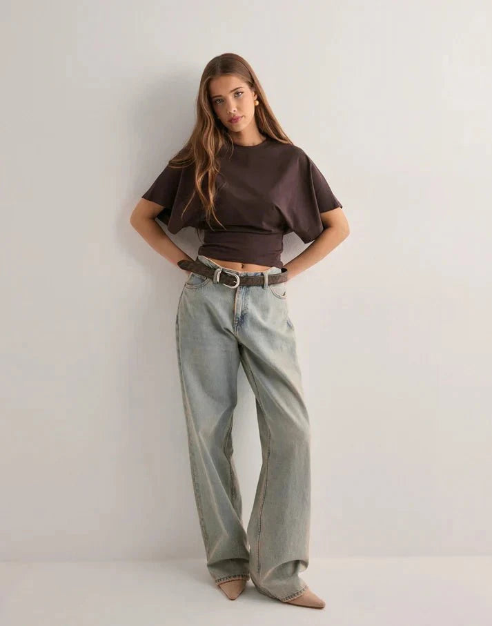 Lavinque T-shirt Marron / XS T-shirt Manches Évasées | Confort | Élégant et Moderne