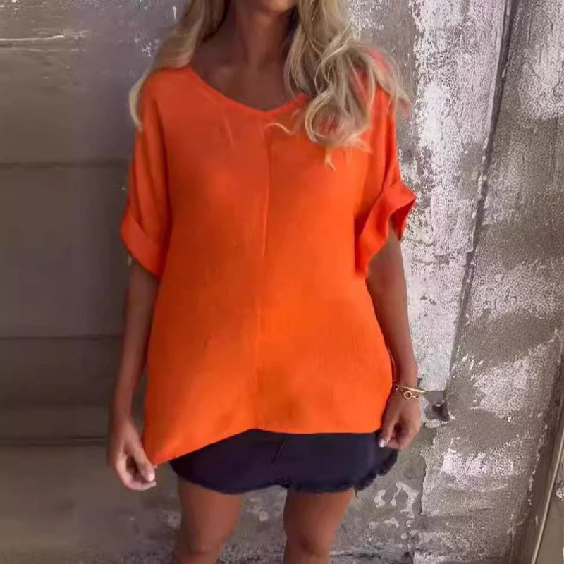 Lavinque T-shirt Orange / M Blouse Ample en Coton | Légère et Aérée | Élégance Décontractée