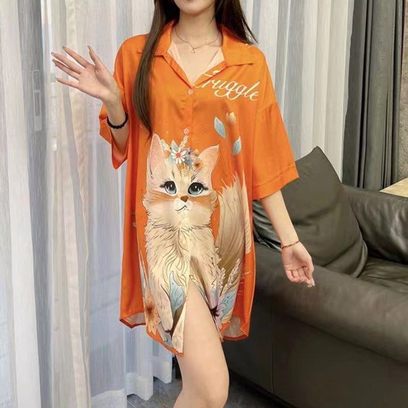Lavinque T-shirt Orange / M Chemise Oversize Femme | Originale | Confort et Style Décontracté