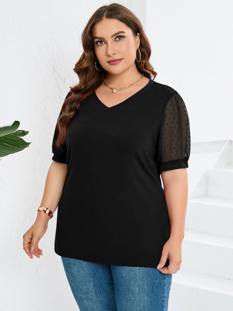 Lavinque T-shirt T-shirt Chic | Manches en Dentelle | Élégance Décontractée