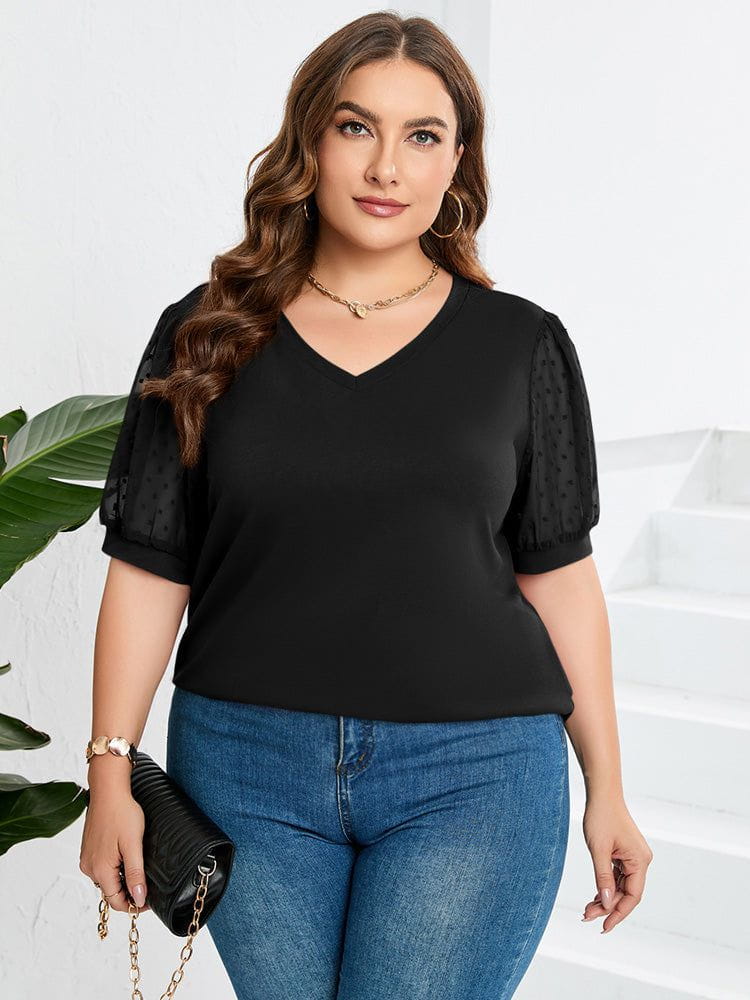 Lavinque T-shirt T-shirt Chic | Manches en Dentelle | Élégance Décontractée