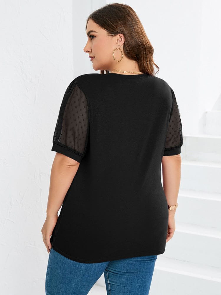 Lavinque T-shirt T-shirt Chic | Manches en Dentelle | Élégance Décontractée