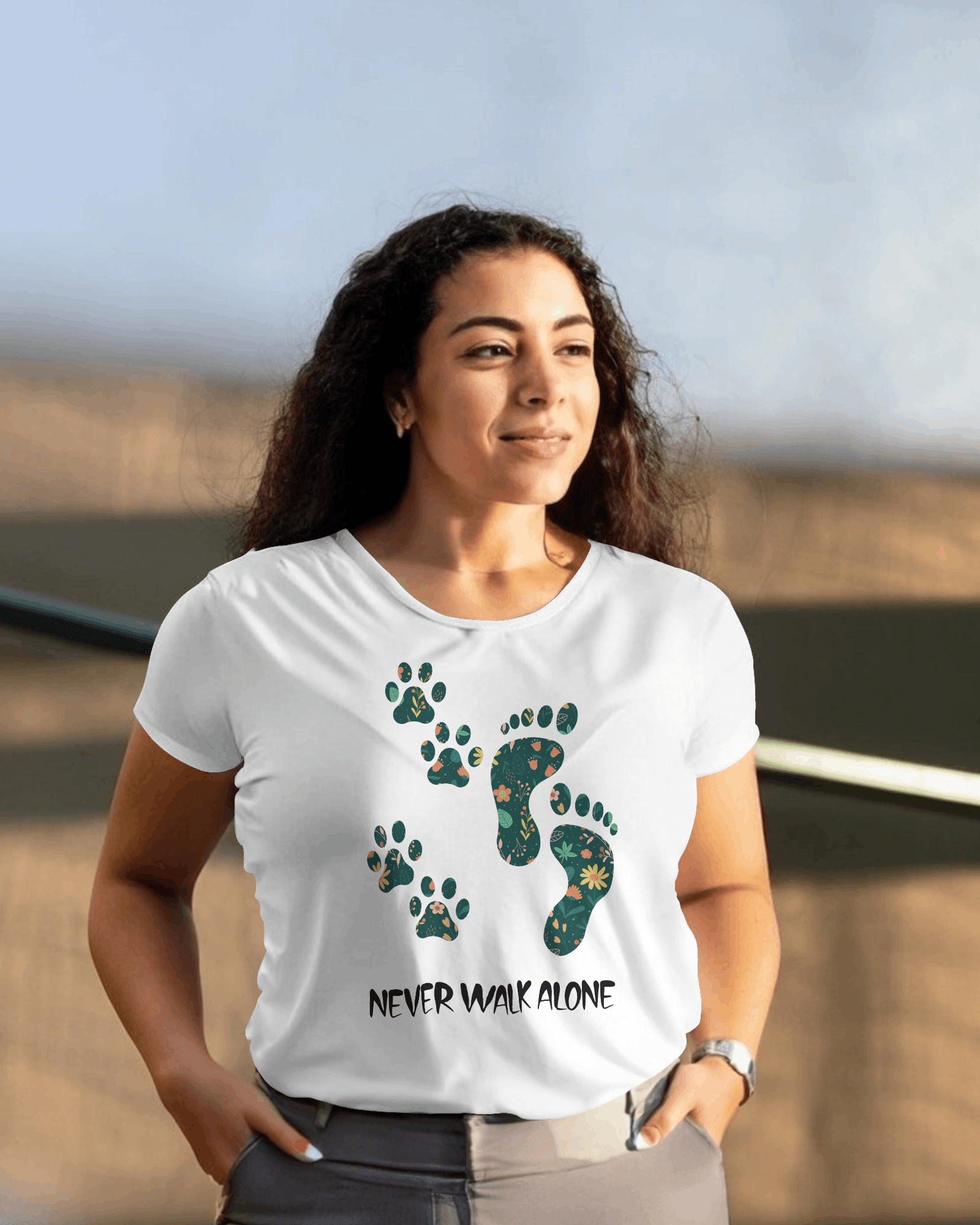 Lavinque T-shirt T-shirt Femme | Casual & Confortable | Motif Patte d’Animal & Message Inspirant