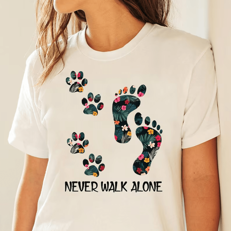 Lavinque T-shirt T-shirt Femme | Casual & Confortable | Motif Patte d’Animal & Message Inspirant