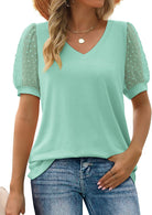 Lavinque T-shirt Turquoise / S T-shirt Chic | Manches en Dentelle | Élégance Décontractée