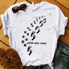 Lavinque T-shirt Une conception solide / Blanc / XS T-shirt Femme | Casual & Confortable | Motif Patte d’Animal & Message Inspirant
