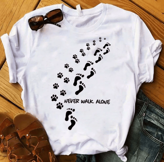 Lavinque T-shirt Une conception solide / Blanc / XS T-shirt Femme | Casual & Confortable | Motif Patte d’Animal & Message Inspirant