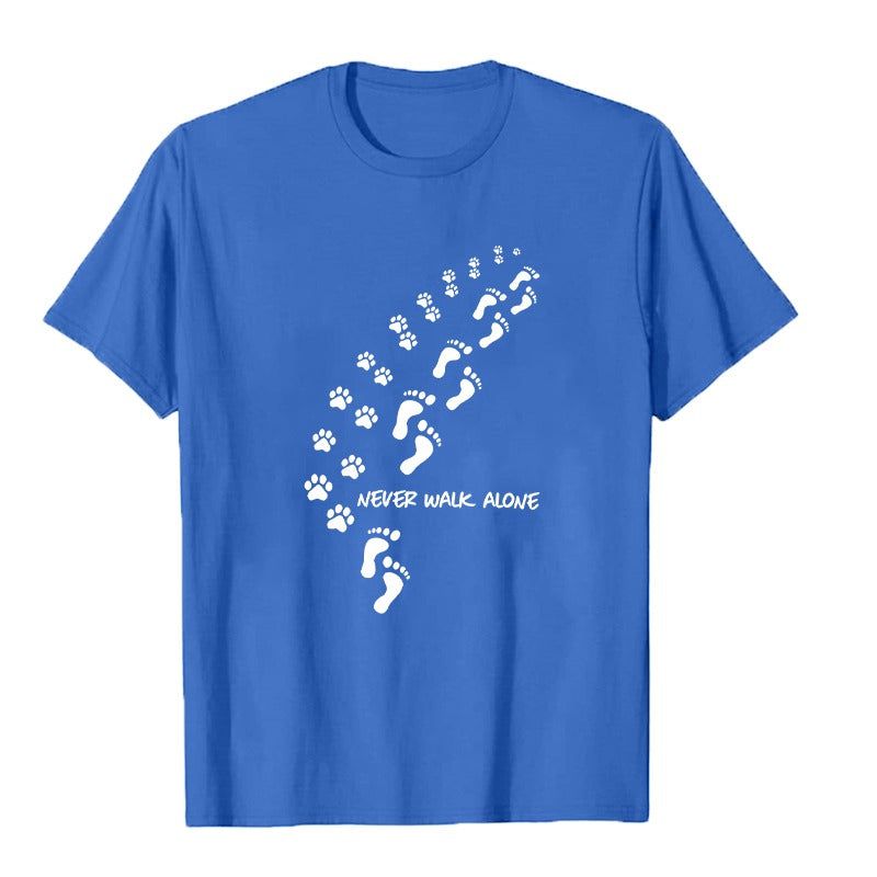 Lavinque T-shirt Une conception solide / Bleu / XS T-shirt Femme | Casual & Confortable | Motif Patte d’Animal & Message Inspirant