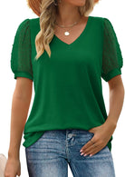 Lavinque T-shirt Vert / S T-shirt Chic | Manches en Dentelle | Élégance Décontractée