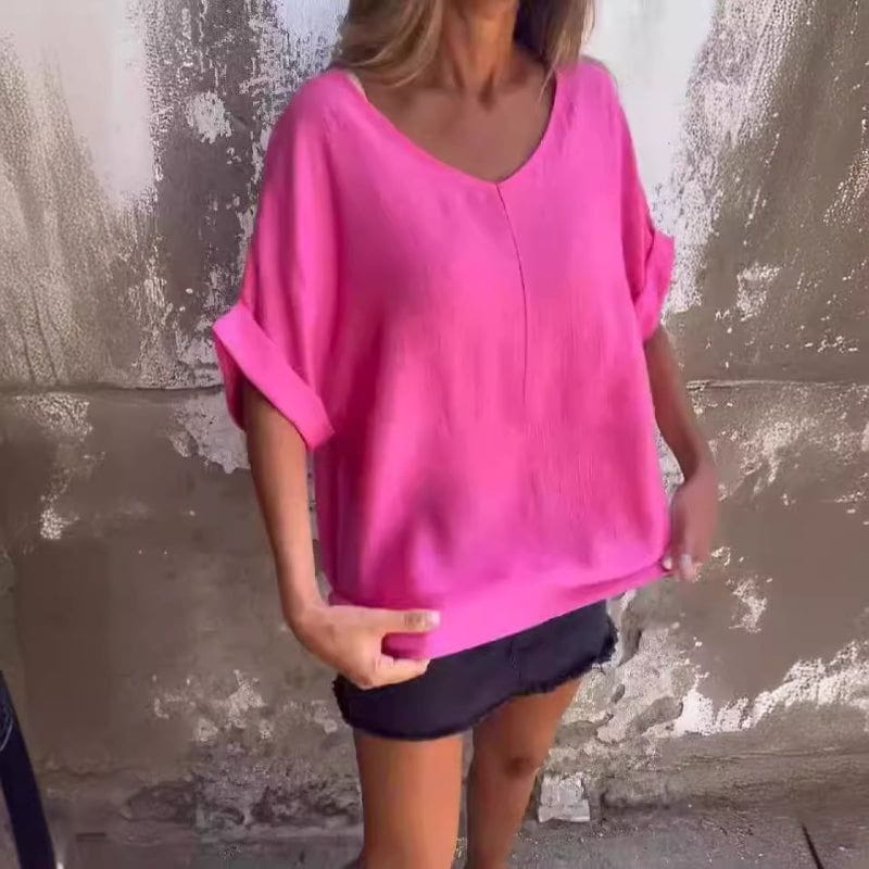 Lavinque T-shirt Violet / M Blouse Ample en Coton | Légère et Aérée | Élégance Décontractée