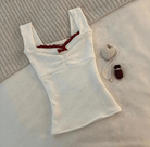 Lavinque Tops Blanc givré / XS Top Côtelé avec Nœud | Élégance | Féminin et Confortable