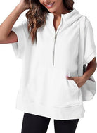 Lavinque Tops Blanc / S Sweat à Capuche Zippé | Confort & Décontracté | Manches Courtes