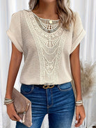 Lavinque Tops Blanc / S Top en Tricot | Dentelle Délicate | Élégance Bohème