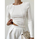 Lavinque Tops Blanc / XS Top Blanc Structuré | Manches Longues | Minimalisme Élégant
