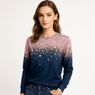 Lavinque Tops Bleu / XS Sweat Pailleté Femme | Col Rond | Brillance Élégante