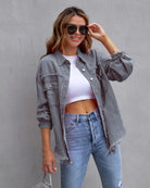 Lavinque Tops Gris / S Surchemise Oversize en Velours | Confort | Tendance et Décontractée