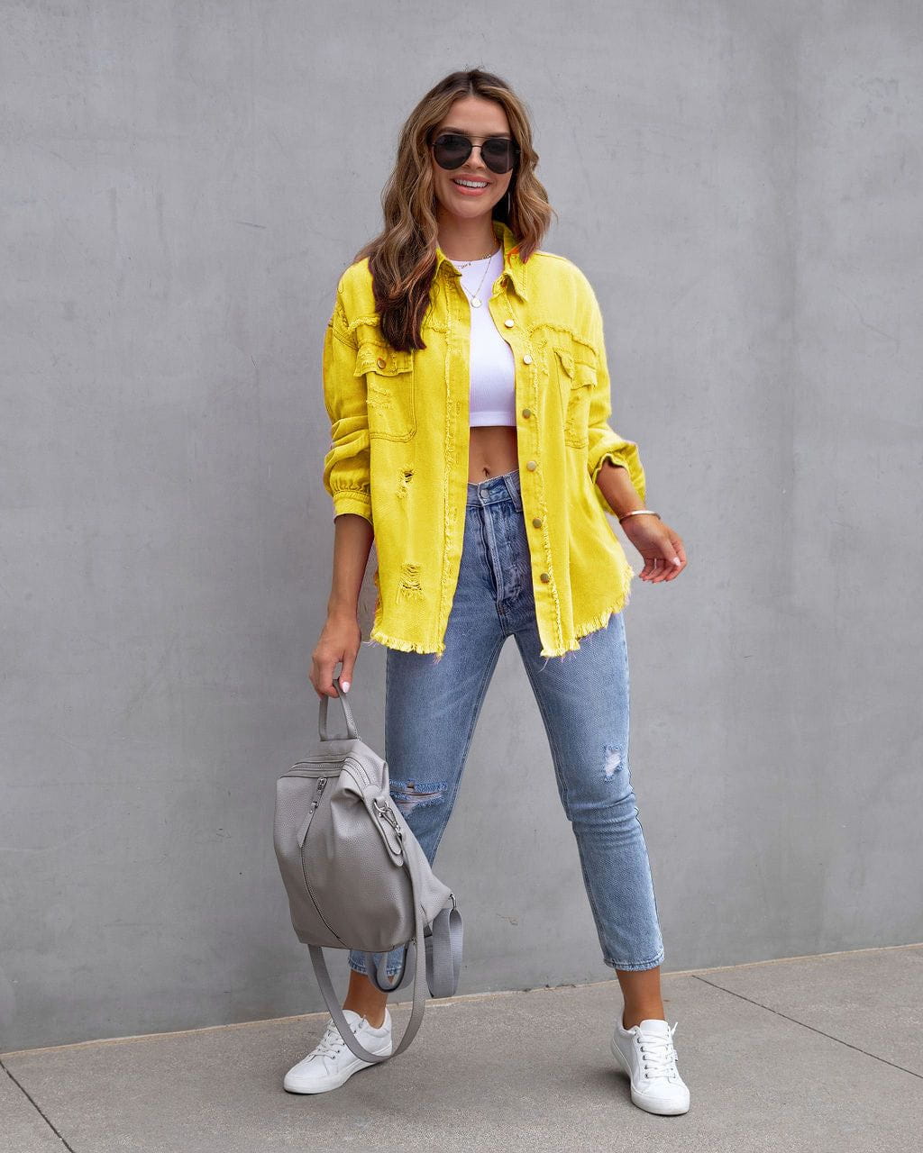 Lavinque Tops Jaune / S Surchemise Oversize en Velours | Confort | Tendance et Décontractée