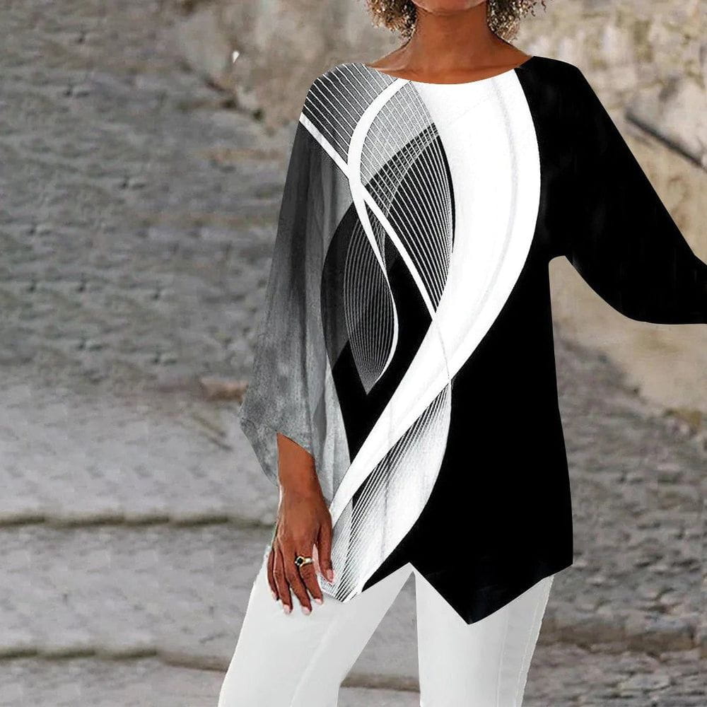 Lavinque tops Noir & Blanc / S Tunique Asymétrique | Élégance Moderne | Confort et Style