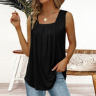 Lavinque Tops Noir / S Débardeur Plissé | Élégant Confortable | Tissu Fluide