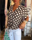 Lavinque Tops Noir / S Top Femme | Fluide & Léger | Imprimé Graphique