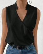 Lavinque Tops Noir / S Top Sans Manches | Col Original | Élégance Minimaliste