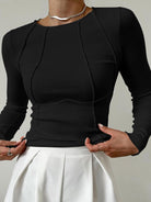 Lavinque Tops Noir / XS Haut Manches Longues | Ajusté & Élégant | Look Minimaliste