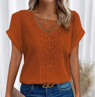 Lavinque Tops Orange rouge / S Top en Tricot | Dentelle Délicate | Élégance Bohème