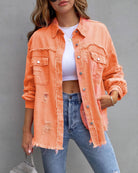 Lavinque Tops Orange / S Surchemise Oversize en Velours | Confort | Tendance et Décontractée