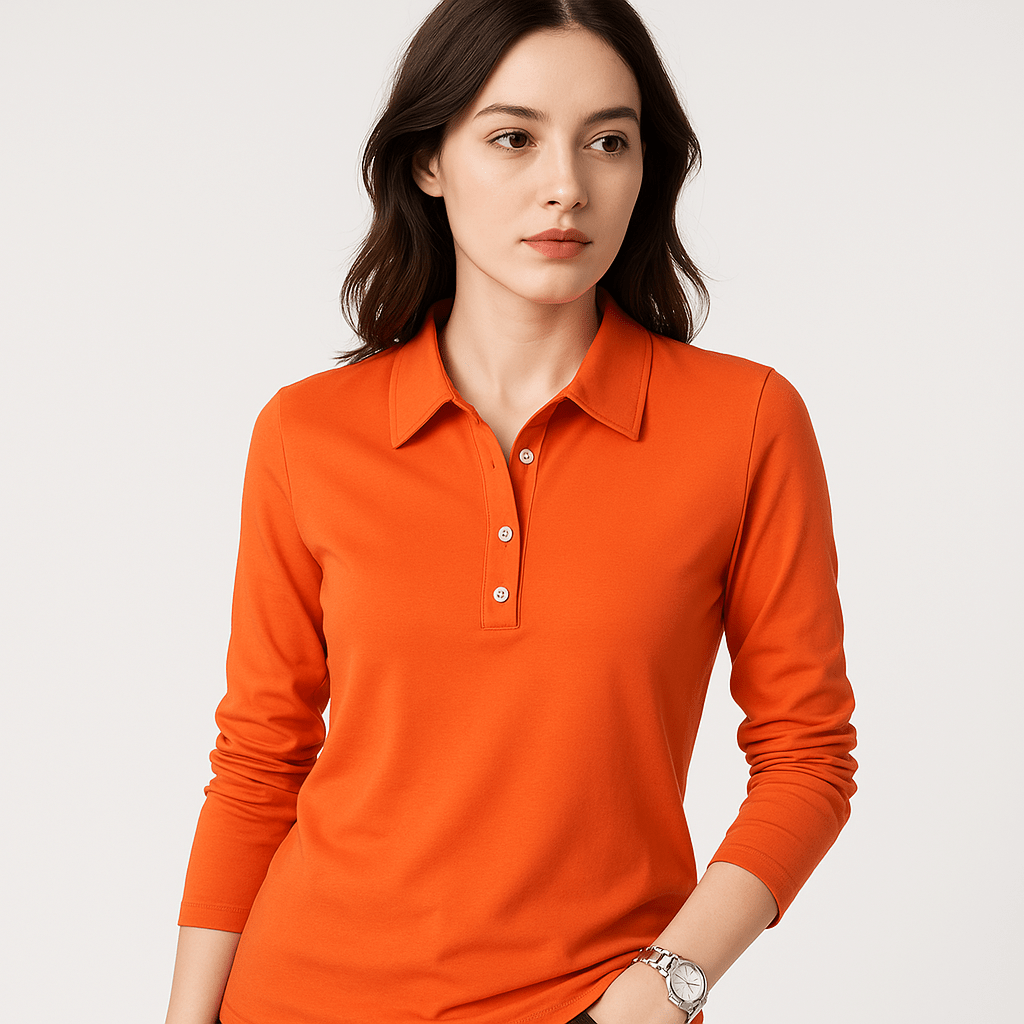 Lavinque Tops Orange / XS Polo Chic Femme | Coton Stretch | Élégant et Décontracté