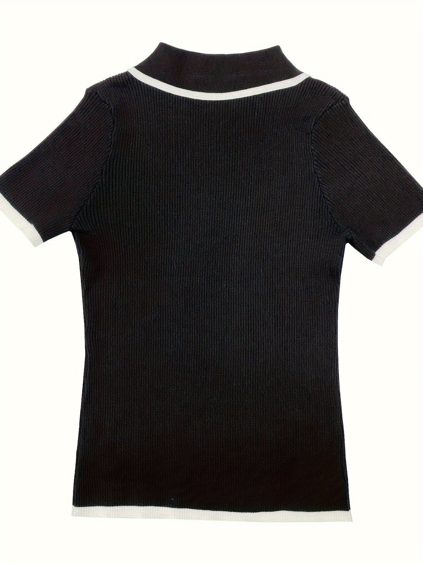 Lavinque Tops Polo Ajusté Blanc à Détails Noirs | Zippé & Chic | Élégance Moderne