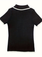 Lavinque Tops Polo Ajusté Blanc à Détails Noirs | Zippé & Chic | Élégance Moderne