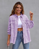 Lavinque Tops Pourpre Clair / S Surchemise Oversize en Velours | Confort | Tendance et Décontractée