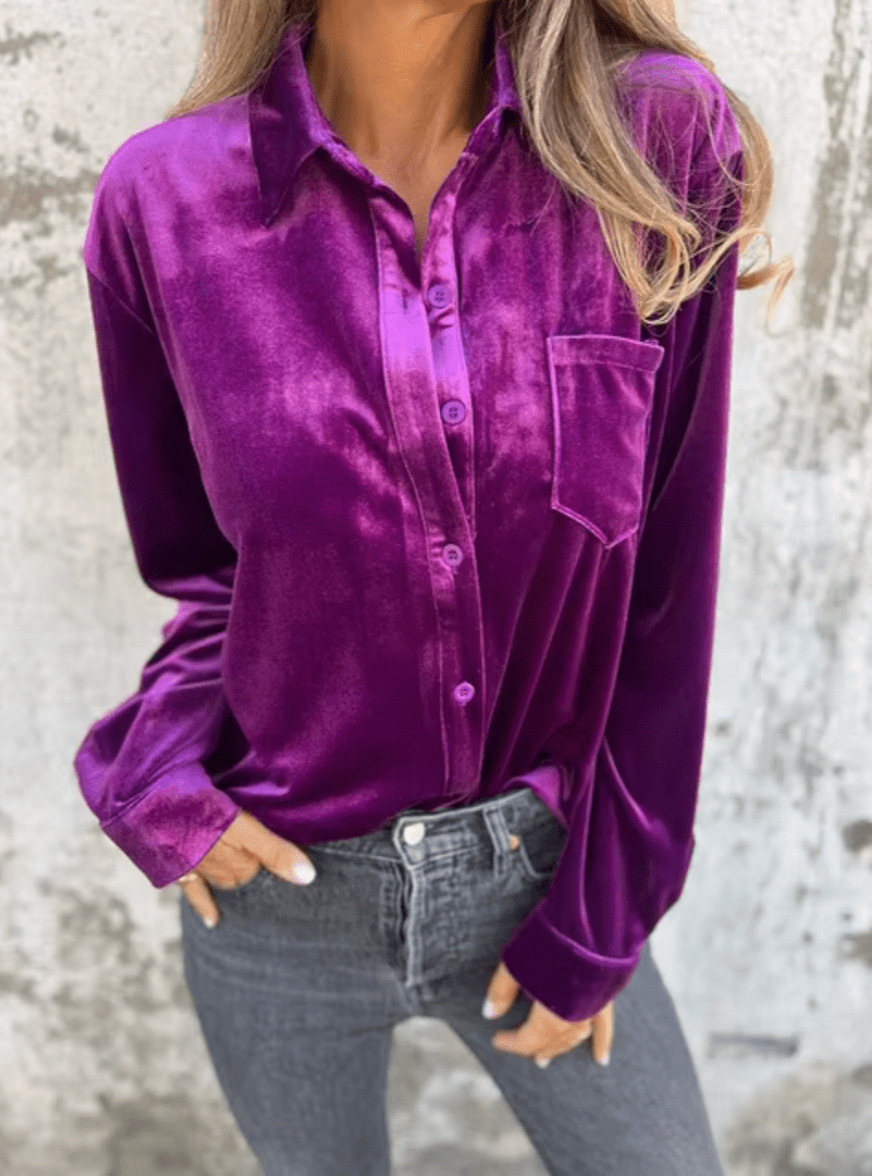 Lavinque tops Pourpre / S Chemise Oversize en Velours | Élégance & Confort | Tendance Chic