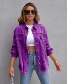 Lavinque Tops Pourpre / S Surchemise Oversize en Velours | Confort | Tendance et Décontractée