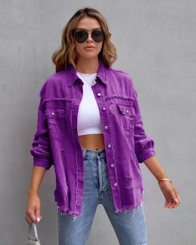 Lavinque Tops Pourpre / S Surchemise Oversize en Velours | Confort | Tendance et Décontractée