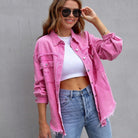 Lavinque Tops Rose / S Surchemise Oversize en Velours | Confort | Tendance et Décontractée