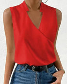 Lavinque Tops Rouge / S Top Sans Manches | Col Original | Élégance Minimaliste