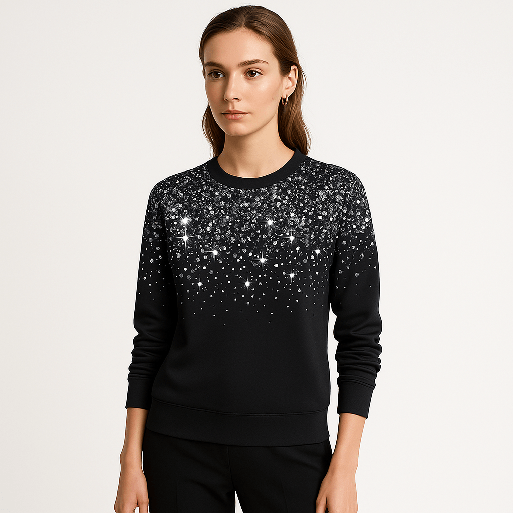 Lavinque Tops Sweat Pailleté Femme | Col Rond | Brillance Élégante